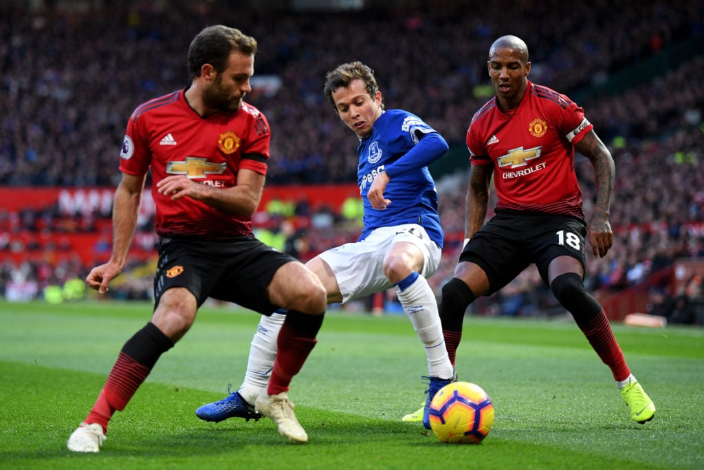 Bernard in action for Everton against Manchester United