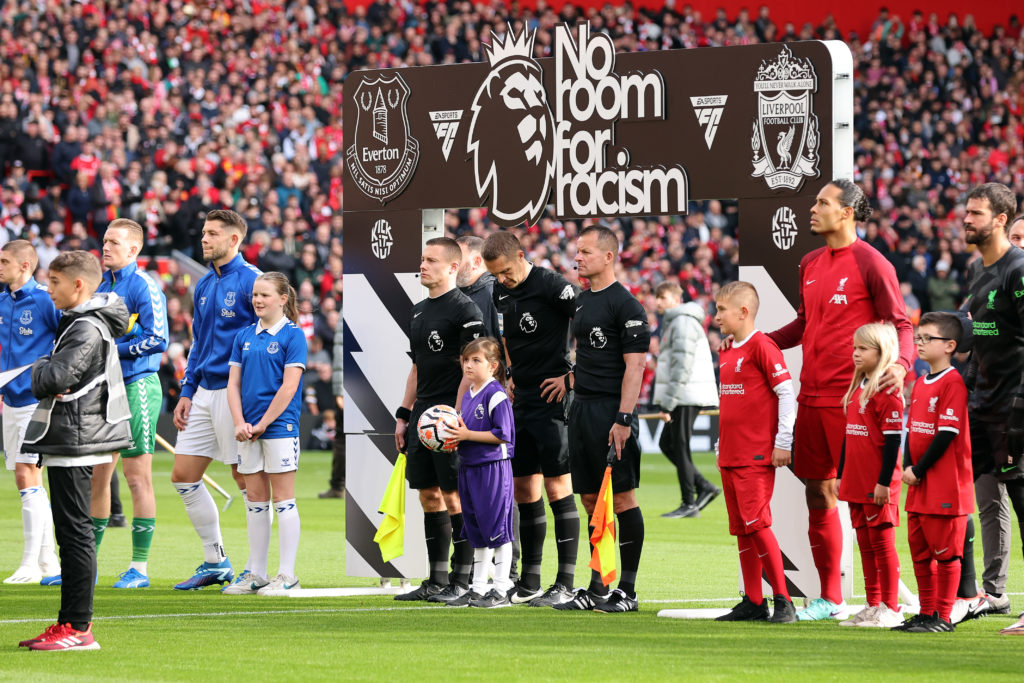 Liverpool and Everton players before Premier League Merseyside derby amid 3pm TV blackout claim