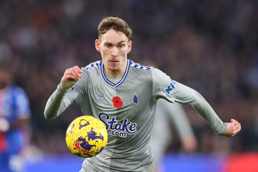 Everton midfielder James Garner in Premier League action vs Crystal Palace