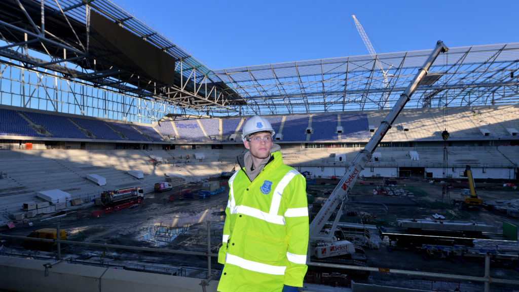 Jarrad Branthwaite Visits the New Everton Stadium