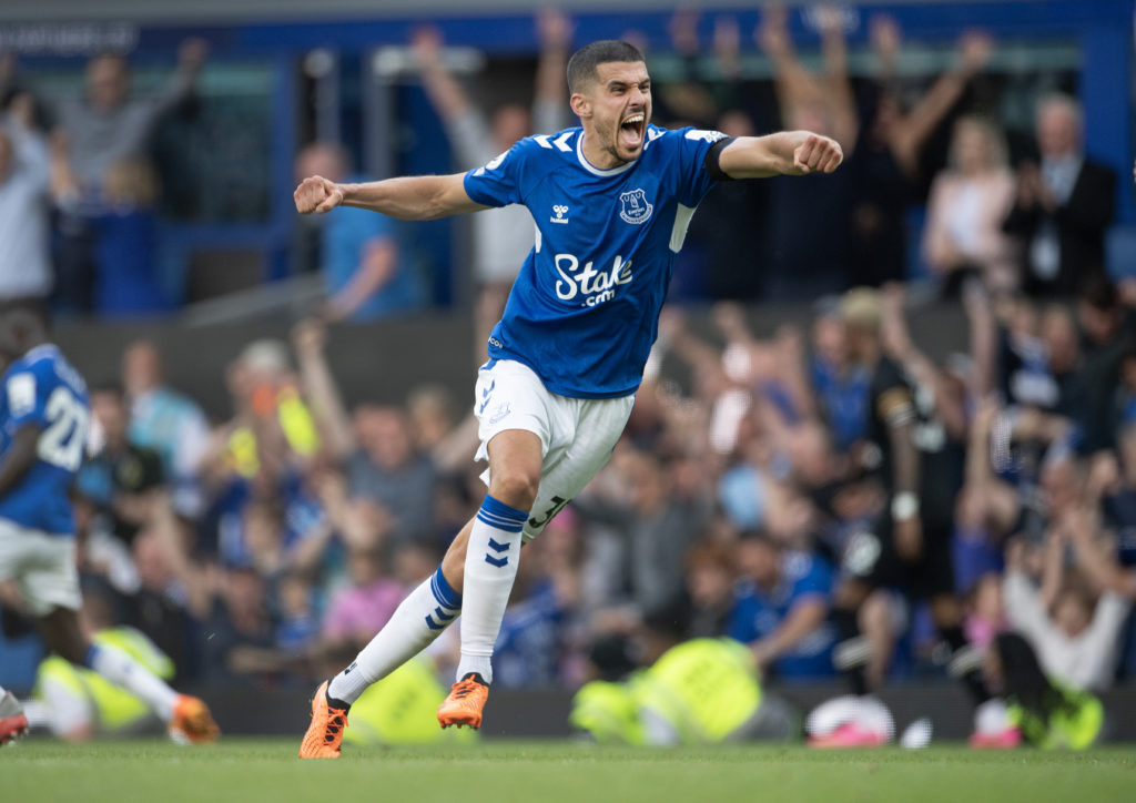 Conor Coady celebrates for Everton