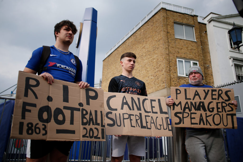 European Super League protest in London