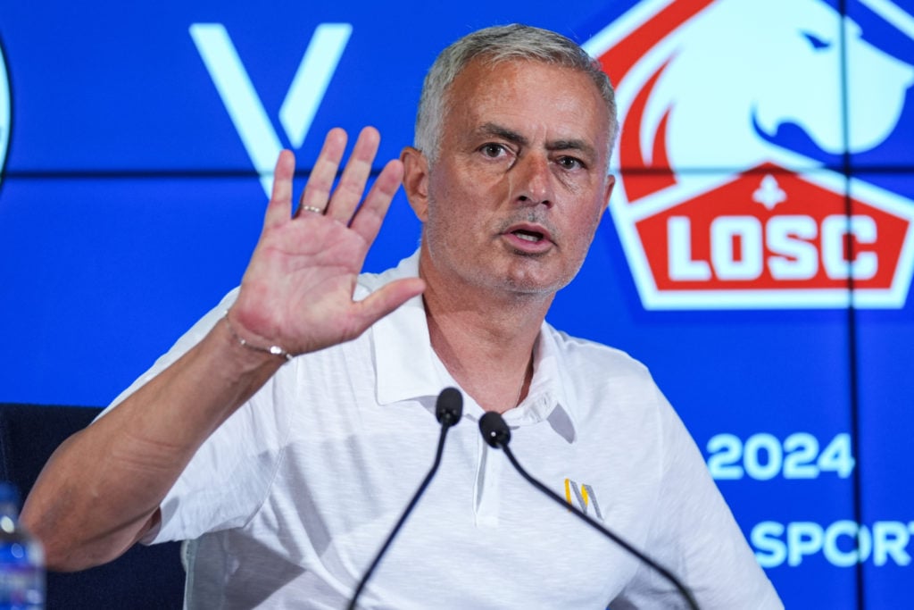 Head coach of Fenerbahce Jose Mourinho speaks at press conference after Lille match