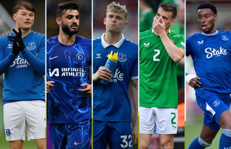 Collage of Nathan Patterson, Armando Broja, Jarrad Branthwaite, Seamus Coleman and Yousef Chermiti.