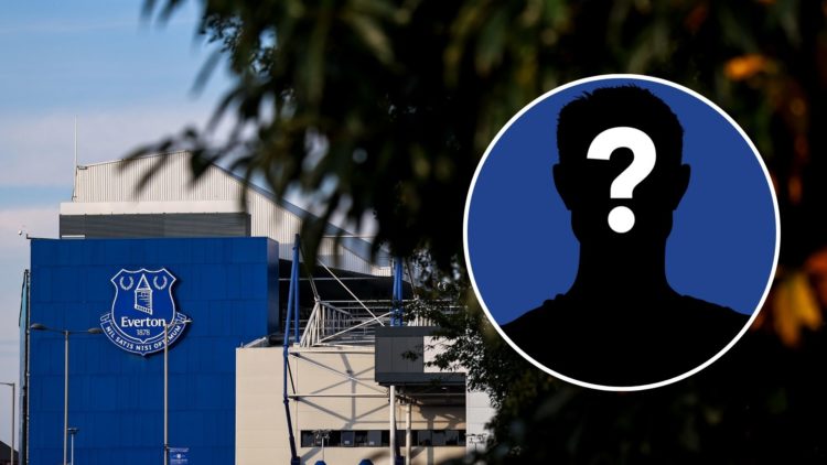 A general exterior view of Goodison Park, home satdioum of Everton ahead of the Premier League match. Inset, mystery player.