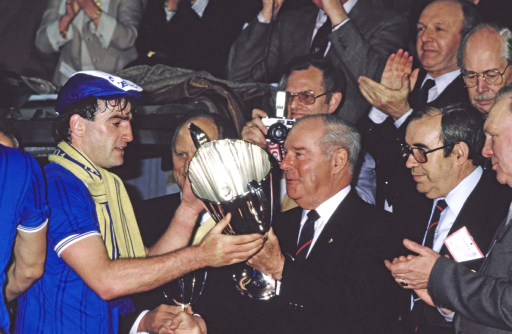 Everton Captain Kevin Ratcliffe 1985 UEFA Cup Winners Cup Final