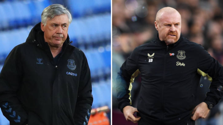Former Everton boss Carlo Ancelotti and current Everton manager Sean Dyche