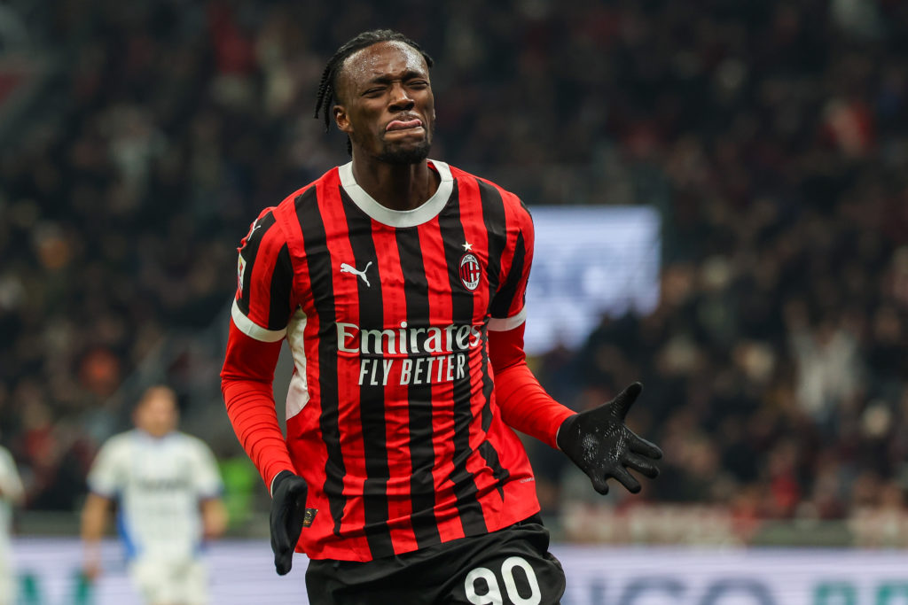 Tammy Abraham of AC Milan celebrates after scoring a goal