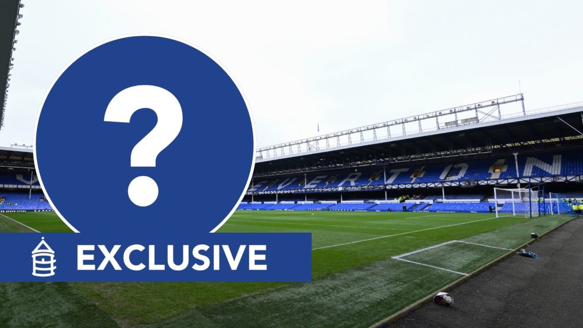 General view of Goodison Park, home to Everton, during the Premier League match between Everton and Nottingham Forest at Goodison Park. Inset, a qu...