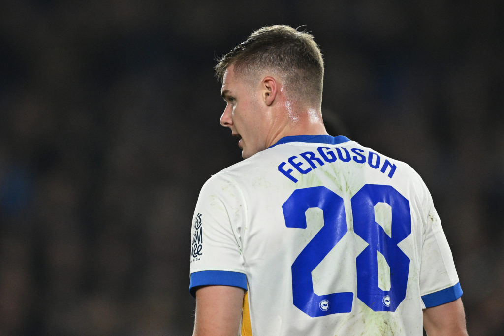 Evan Ferguson looking away during Brighton vs Liverpool in FA Cup.