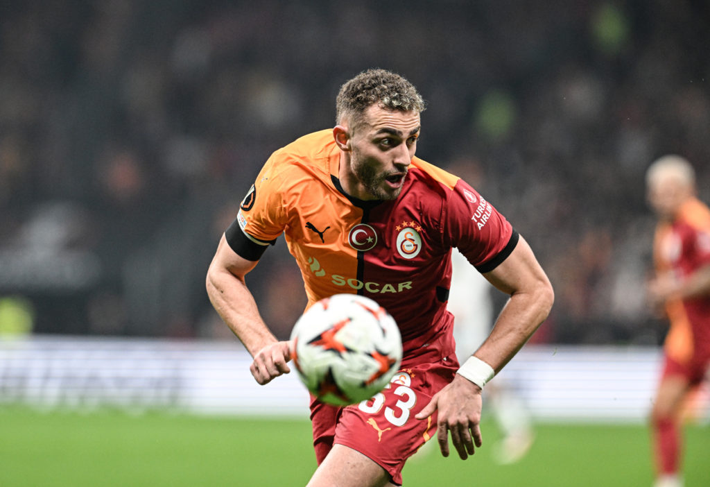Baris Alper Yilmaz chases the ball during Galatasaray v Dynamo Kyiv.