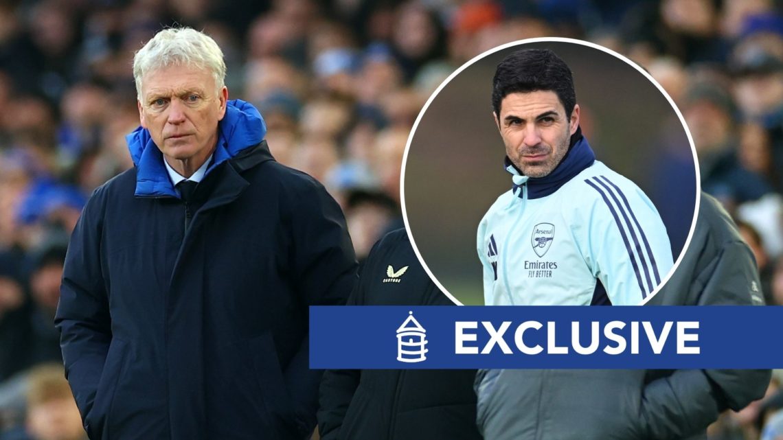 David Moyes. Inset, Mikel Arteta.