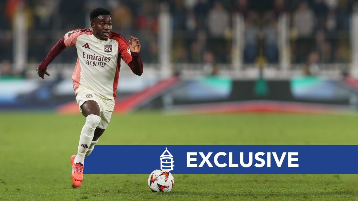 Ernest Nuamah of Olympique Lyonnais runs with the ball during the UEFA Europa League 2024/25 League Phase MD7 match between Fenerbahce SK and Olymp...