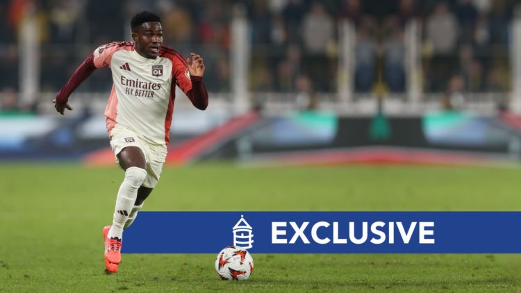 Ernest Nuamah of Olympique Lyonnais runs with the ball during the UEFA Europa League 2024/25 League Phase MD7 match between Fenerbahce SK and Olymp...