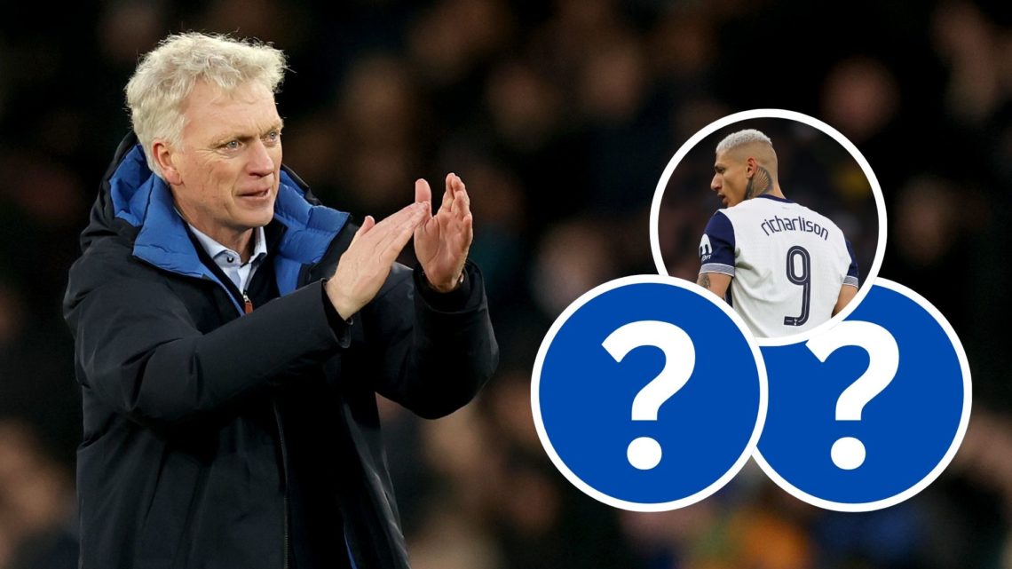 Everton manager David Moyes applauds the fans after the Premier League match against Leicester City. Insets, Tottenham Hotspur striker Richarlison ...