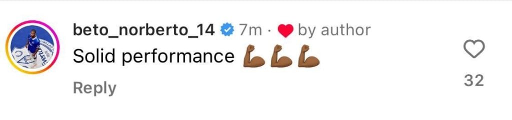 Beto sends message to Branthwaite on Instagram