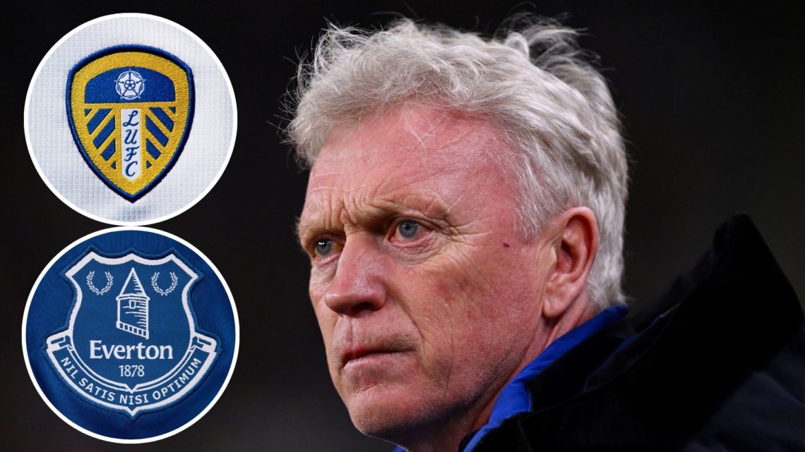 Everton manager David Moyes. Inset of Everton and Leeds United badges.