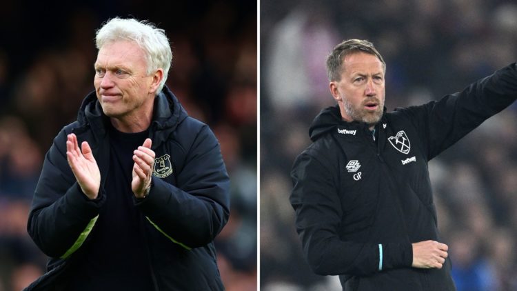 Everton manager David Moyes and West Ham boss Graham Potter.