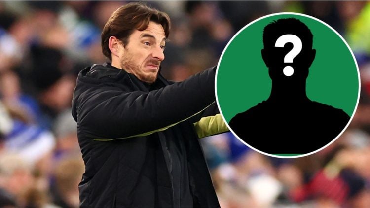 Everton coach Leighton Baines. Inset of question mark player.