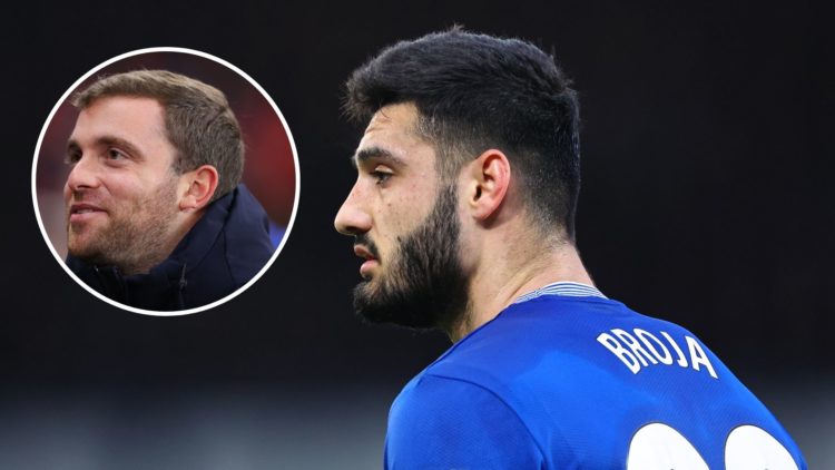 Everton striker Armando Broja. Inset of Fabrizio Romano.