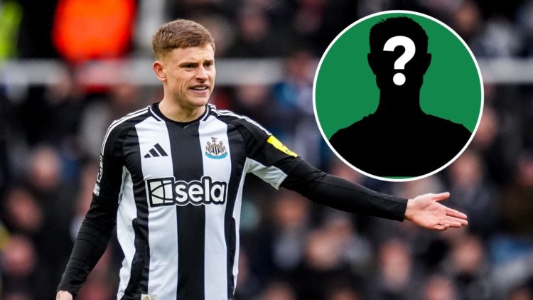 Newcastle winger Harvey Barnes. Inset of mystery player.