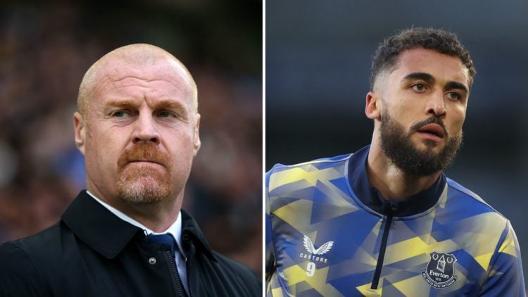 A split image of Sean Dyche, Manager of Everton, looks on prior to the Premier League match between Brighton & Hove Albion and Everton FC at Am...