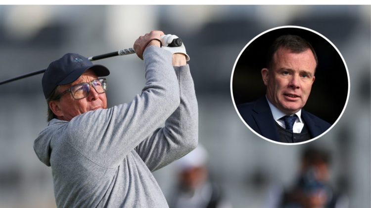 CEO of The Friedkin Group, Dan Freidkin, tees off on the second hole during day two of the Alfred Dunhill Links Championship 2024 at Carnoustie Gol...