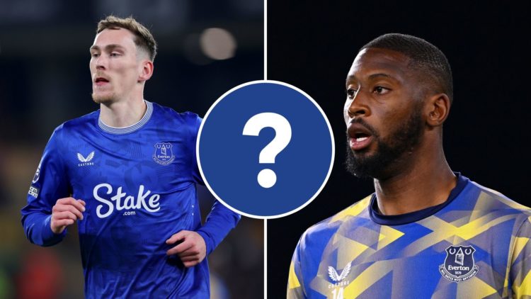 A split image of James Garner of Everton in action during the Premier League match between Wolverhampton Wanderers FC and Everton FC. Beto of Evert...