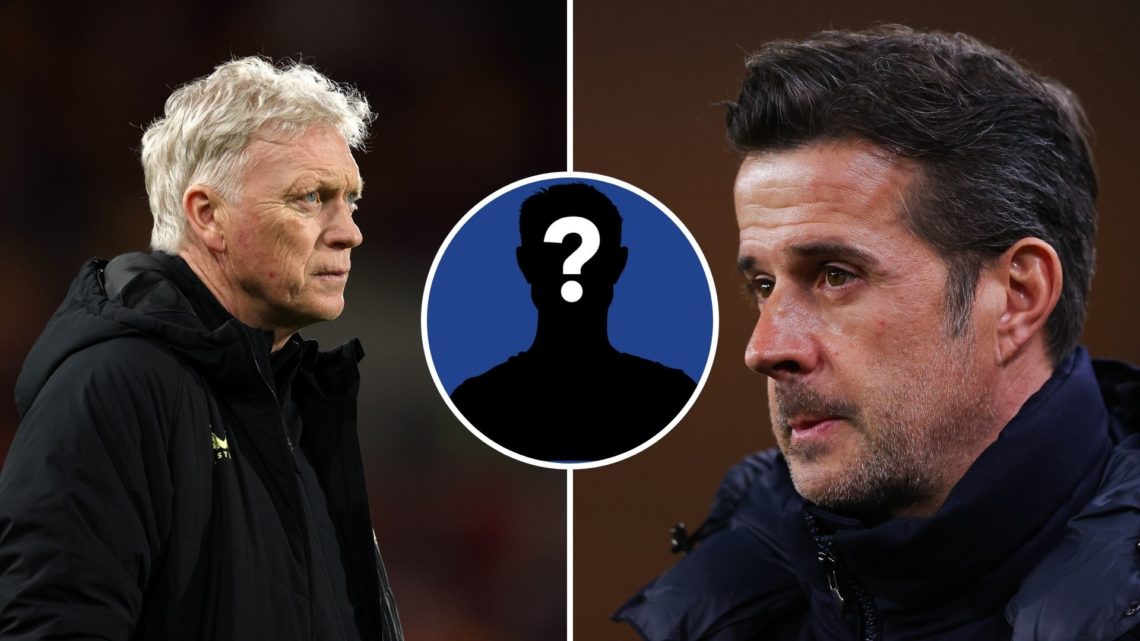 A split image of David Moyes, Manager of Everton, looks on prior to the Premier League match between Brentford FC and Everton. Marco Silva, manager...