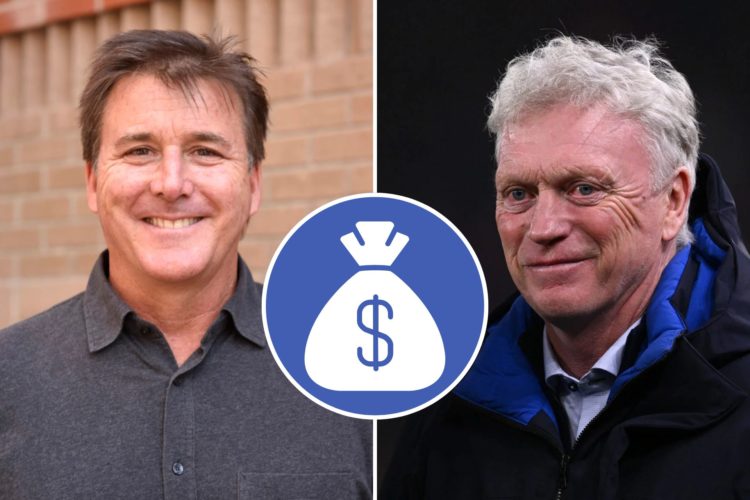Split image of Dan Friedkin attends the Telluride Film Festival 2019 attend on September 1st, 2019. Everton manager David Moyes during the Premier ...