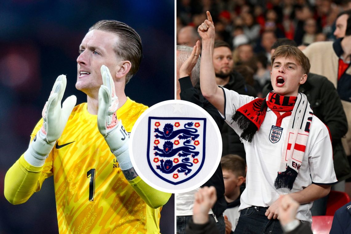 Split image of England fans show their support prior to the FIFA World Cup 2026 European Qualifier between England and Albania. Jordan Pickford of ...