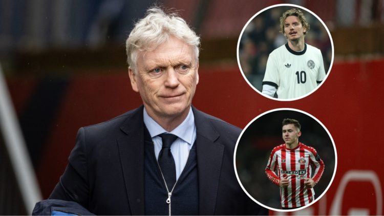 Everton manager David Moyes. Inset of Sunderland's Chris Rigg and Germany's Nick Woltemade.