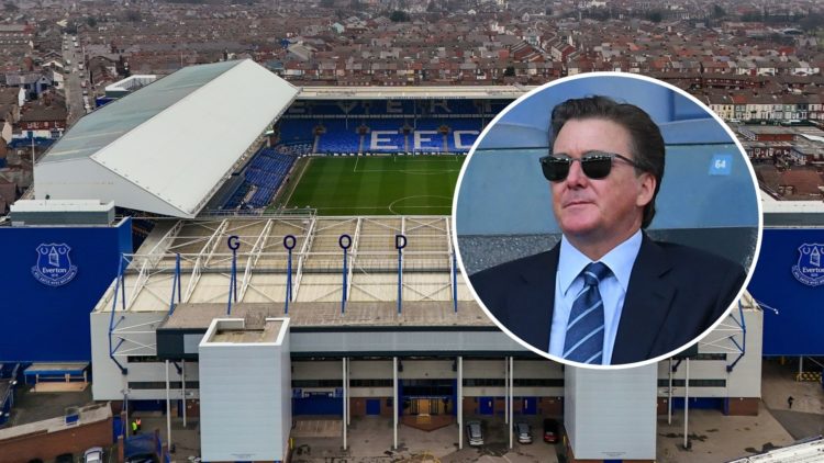 Everton's Goodison Park stadium. Inset of Dan Friedkin.