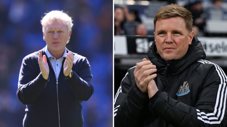 Everton manager David Moyes. Newcastle United boss Eddie Howe.