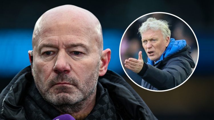 Pundit Alan Shearer. Inset of Everton manager David Moyes.