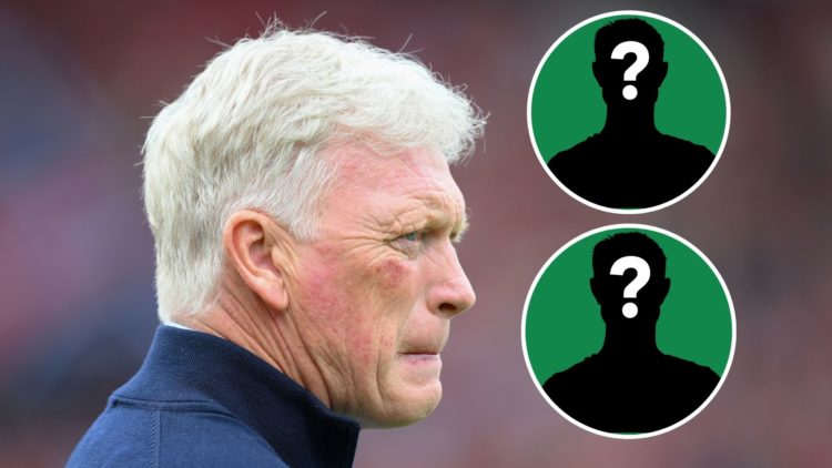 Everton manager David Moyes. Inset of two mystery players.