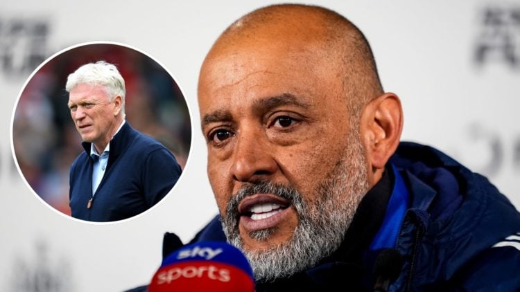 Nottingham Forest manager Nuno Espirito Santo. Inset of Everton boss David Moyes.
