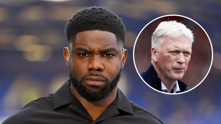 Micah Ricards. Inset of Everton manager David Moyes.