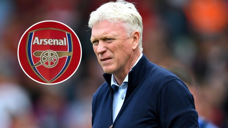 Everton manager David Moyes. Inset of Arsenal badge.