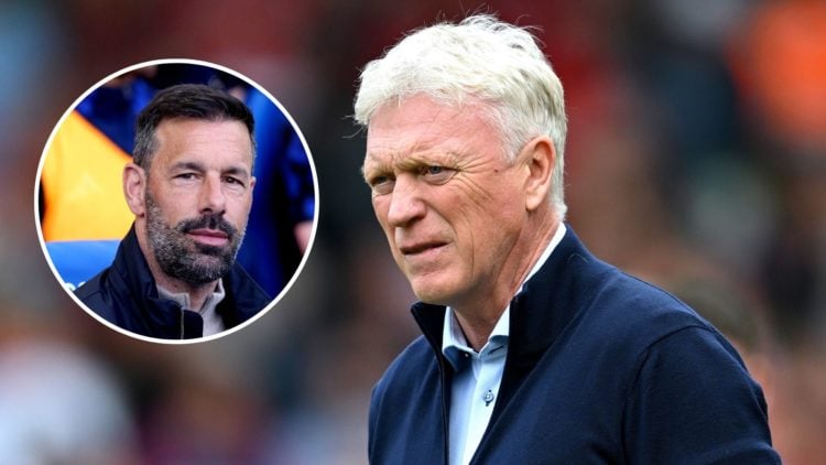 Everton manager David Moyes. Leicester City boss Ruud van Nistelrooy.