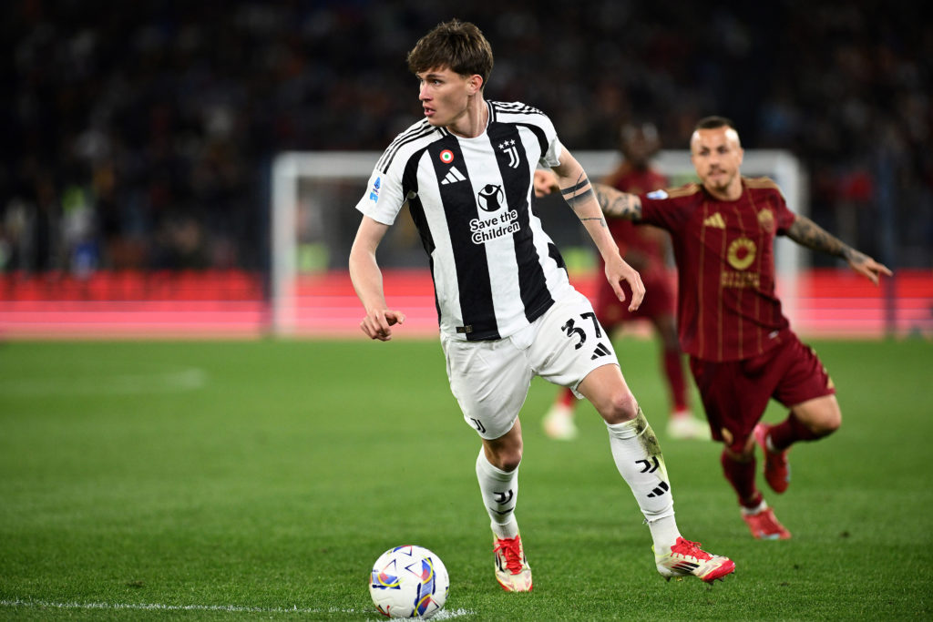 Nicolo Savona of Juventus seen in action during the Serie A