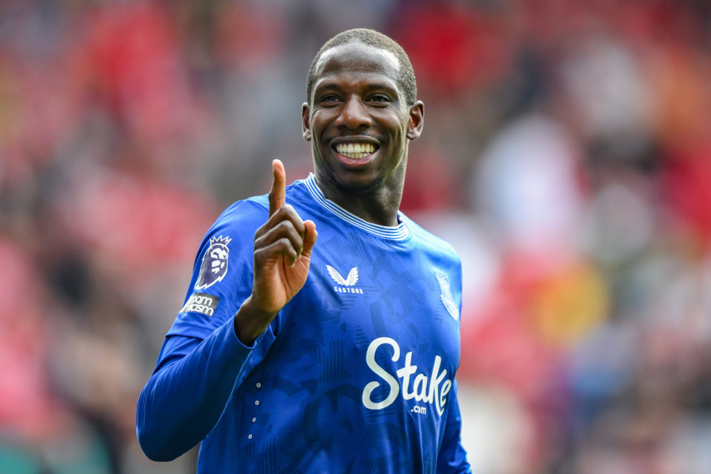 Abdoulaye Doucoure playing for Everton against Nottingham Forest.