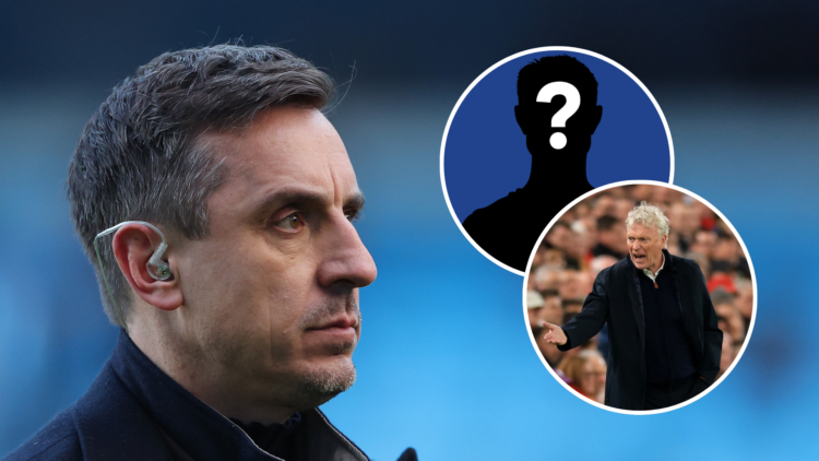 Sky Sports pundit, Gary Neville, prior to the Premier League match between Manchester City and Liverpool FC at Etihad Stadium. Inset, David Moyes, ...
