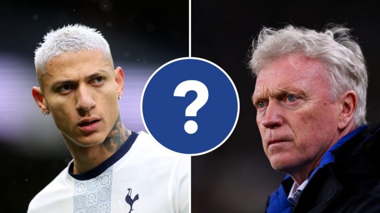 A split image of Richarlison of Tottenham Hotspur looking on during his warm-up prior to the Premier League match between Tottenham Hotspur FC and ...