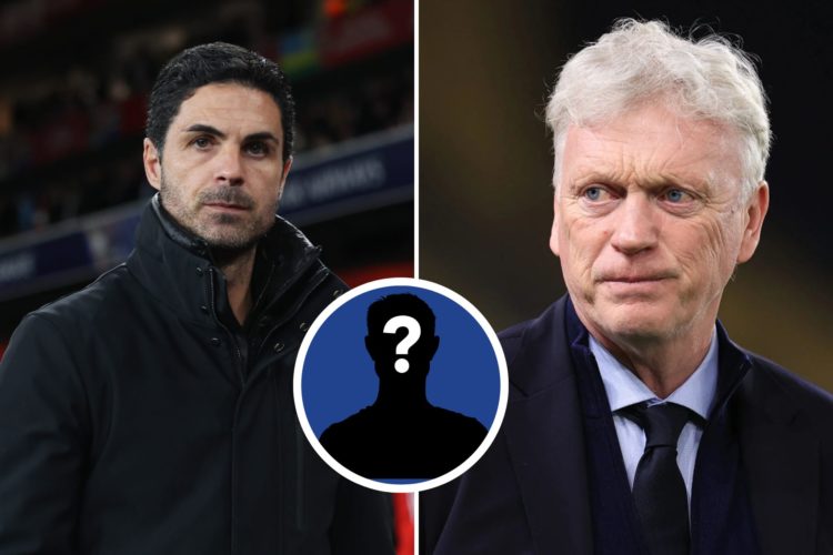 Arsenal manager Mikel Arteta during the UEFA Champions League 2024/25 UEFA Champions League. Everton manager David Moyes looks on before the Premie...