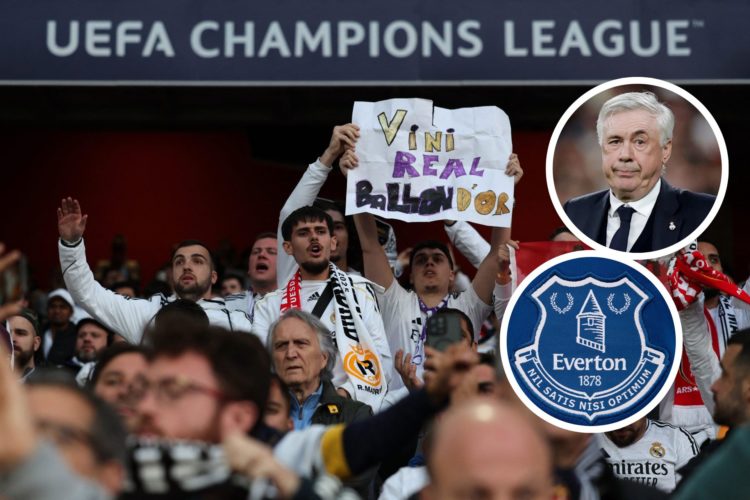 Real Madrid fans hold banners and flags before the UEFA Champions League Quarter final first leg football match between Arsenal and Real Madrid. In...
