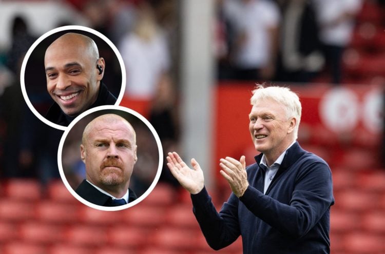 Everton's manager David Moyes applauds his side's travelling supporters at the end of the match during the Premier League match between Nottingham ...