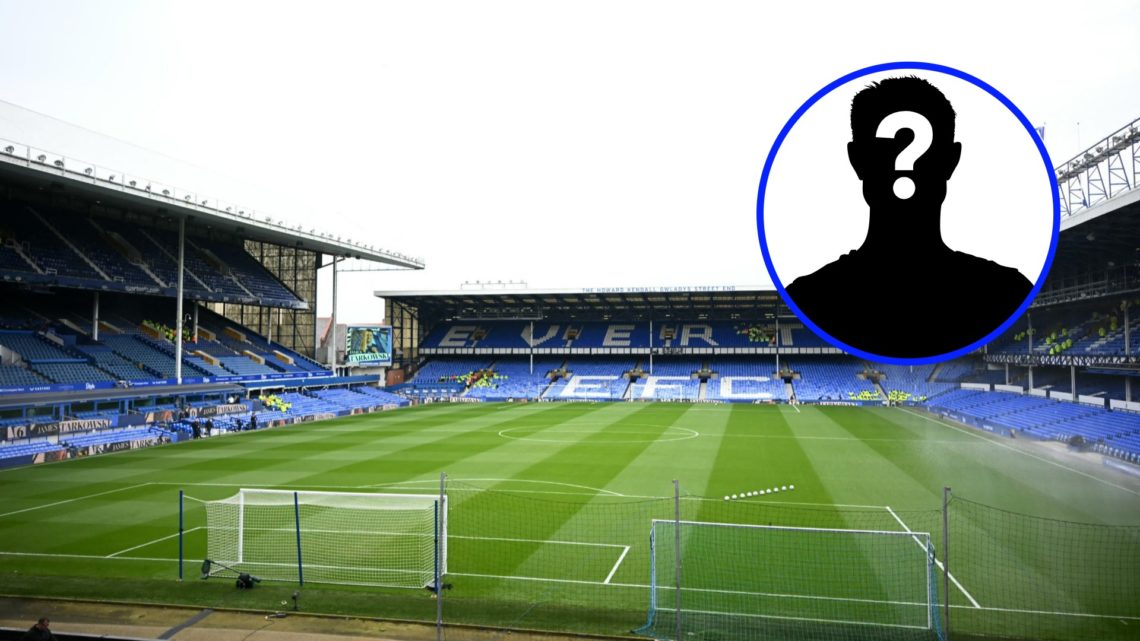 A general view of Goodison Park, and a mystery player (inset)