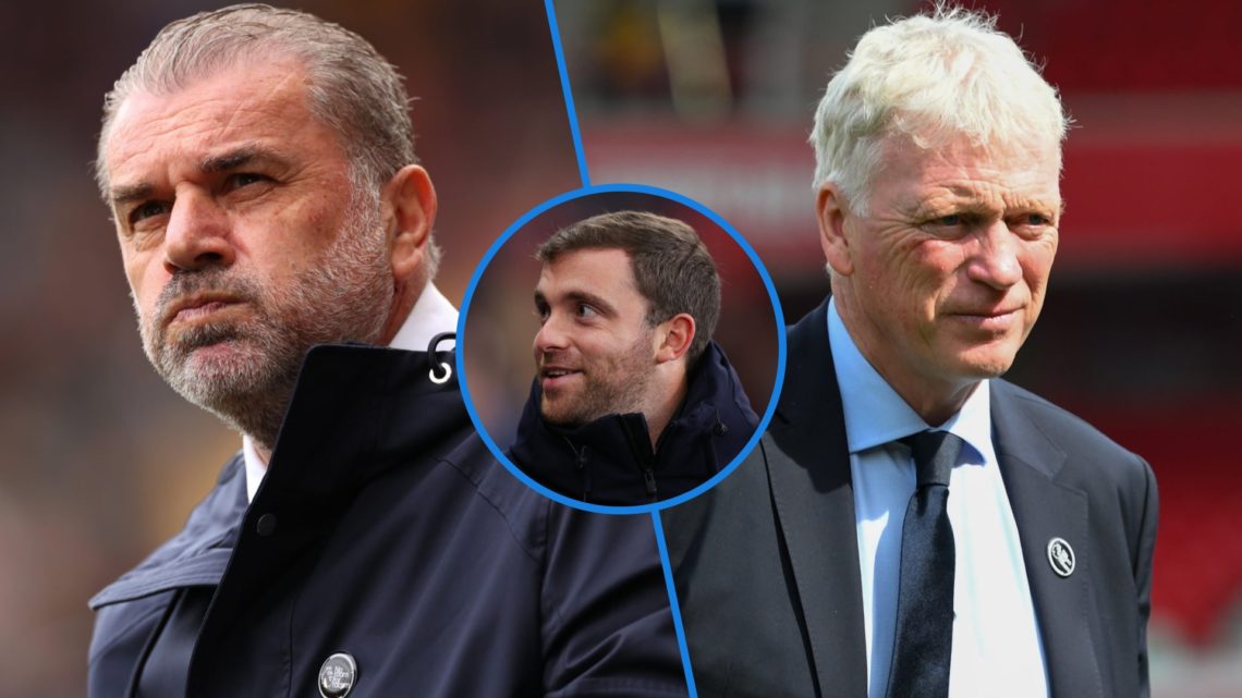 Ange Postecoglou looks on as he manages Tottenham Hotspur and David Moyes oversees Everton's win over Nottingham Forest.
