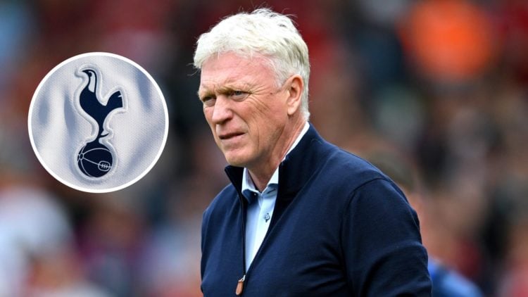 Everton manager David Moyes. Tottenham Hotspur badge.